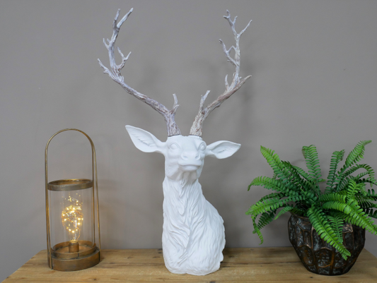 Large White Stag Bust