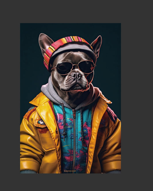 Cool Dude Frenchie Glass Wall Art